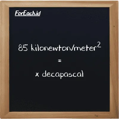 Example kilonewton/meter<sup>2</sup> to decapascal conversion (85 kN/m<sup>2</sup> to daPa)